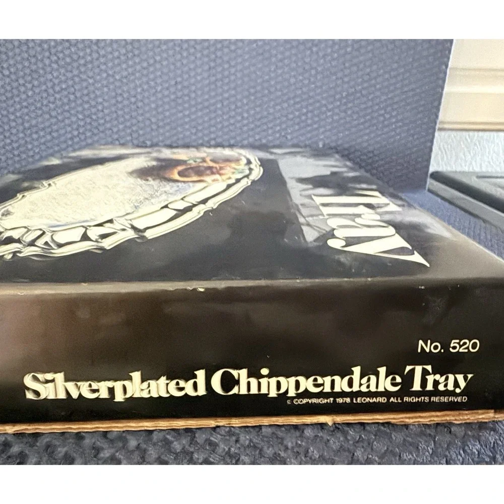 NEW VINTAGE 1978 LEONARD SILVER PLATED CHIPPENDALE TRAY 14